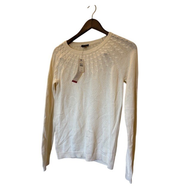 Talbots Ivory Cotton Cashmere Blend Cable Yoke Crew Neck Sweater Women\'s S NWT
