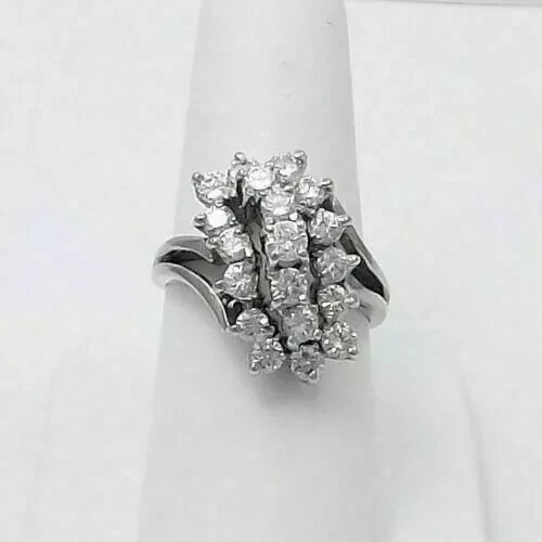 3 Ct Moissanite Waterfall Cluster Cocktail Wedding Ring 925 Sterling Silver 3 Ct Moissanite Waterfall Cluster Cocktail Wedding Ring 925 Sterling Silver