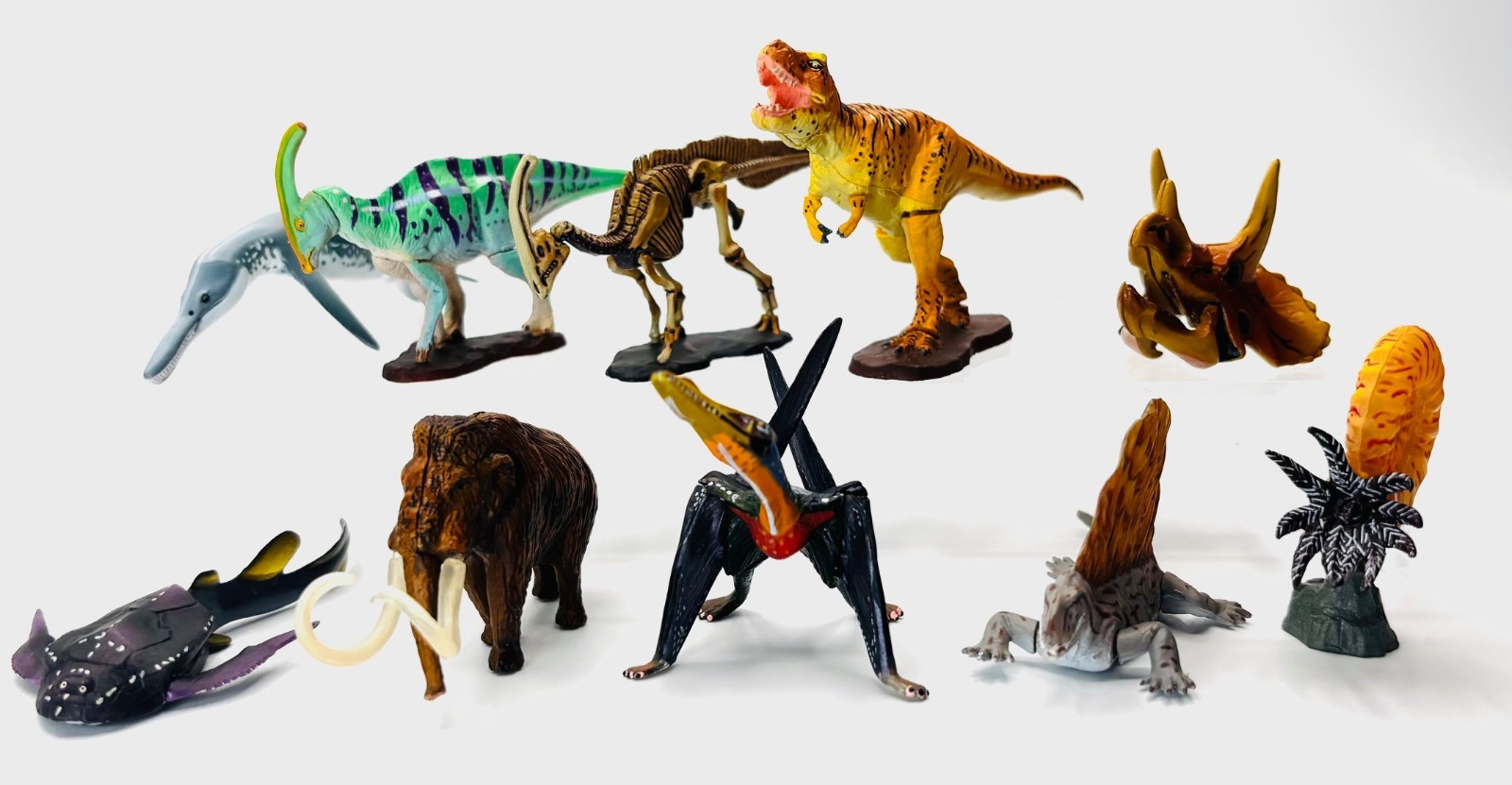 Kaiyodo Chocolasaurus Dinosaur Figure Lot 10 w/ Cards T-Rex Parasaurolophus