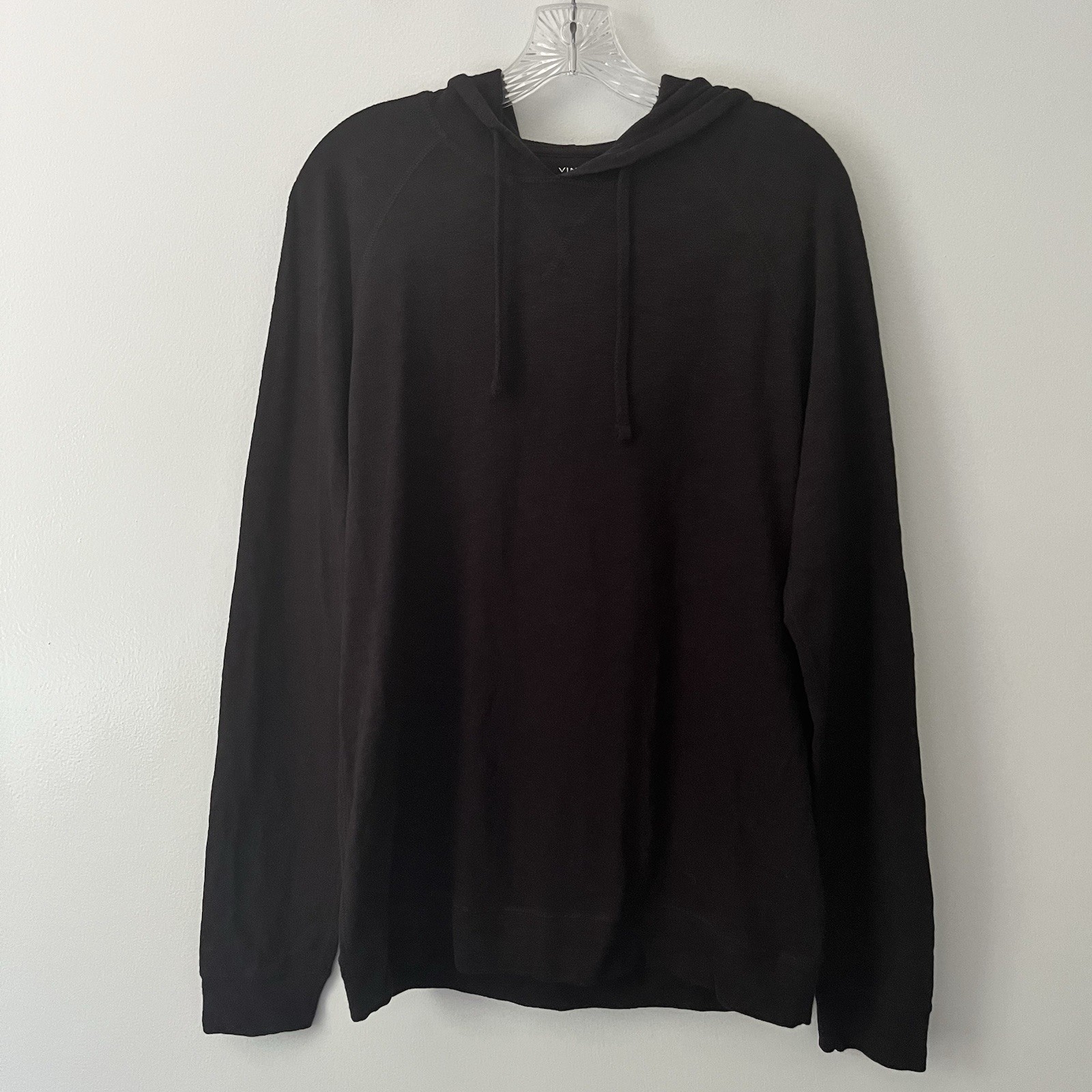 NWT Vince 100% Cotton Raglan Sleeve Pullover Hoodie Black Medium