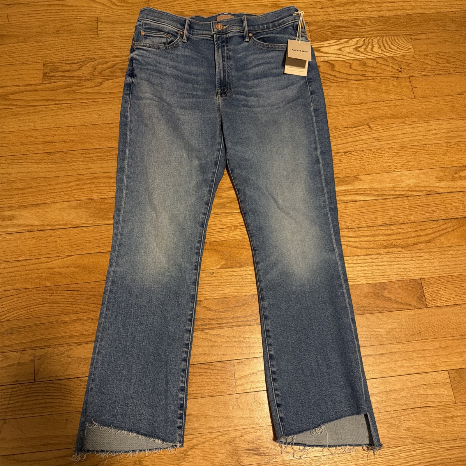 MOTHER The Insider Crop Step Fray Bootcut Jeans in Out Of The Blue Women’s 31x25
