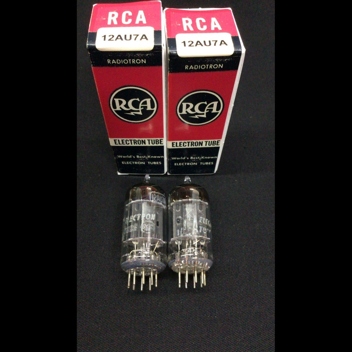 Matched Pair RCA 12AU7A ECC82 Long Black Plate Sq Get VACUUM TUBES Test 10.1217