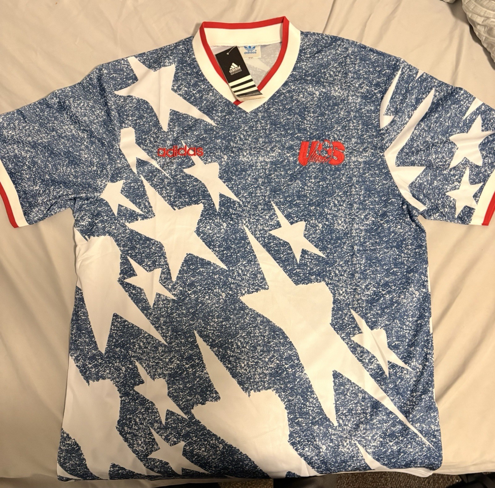 adidas 94 World Cup USA  Blue White Red Stars Soccer Jersey (Size M) (NWT)