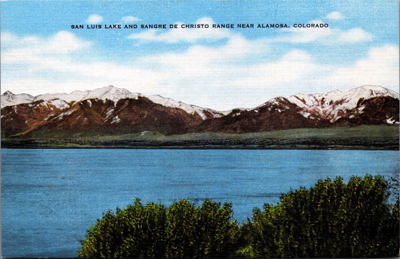 San Luis Lake Sangre de Cristo Range Alamosa CO Linen Postcard c1930s D&RGW San Luis Lake Sangre de Cristo Range Alamosa CO Linen Postcard c1930s D&RGW