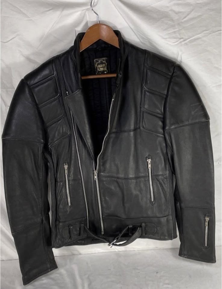 Hein Gericke Leather Moto Bike Riding Jacket Black Size Medium 52