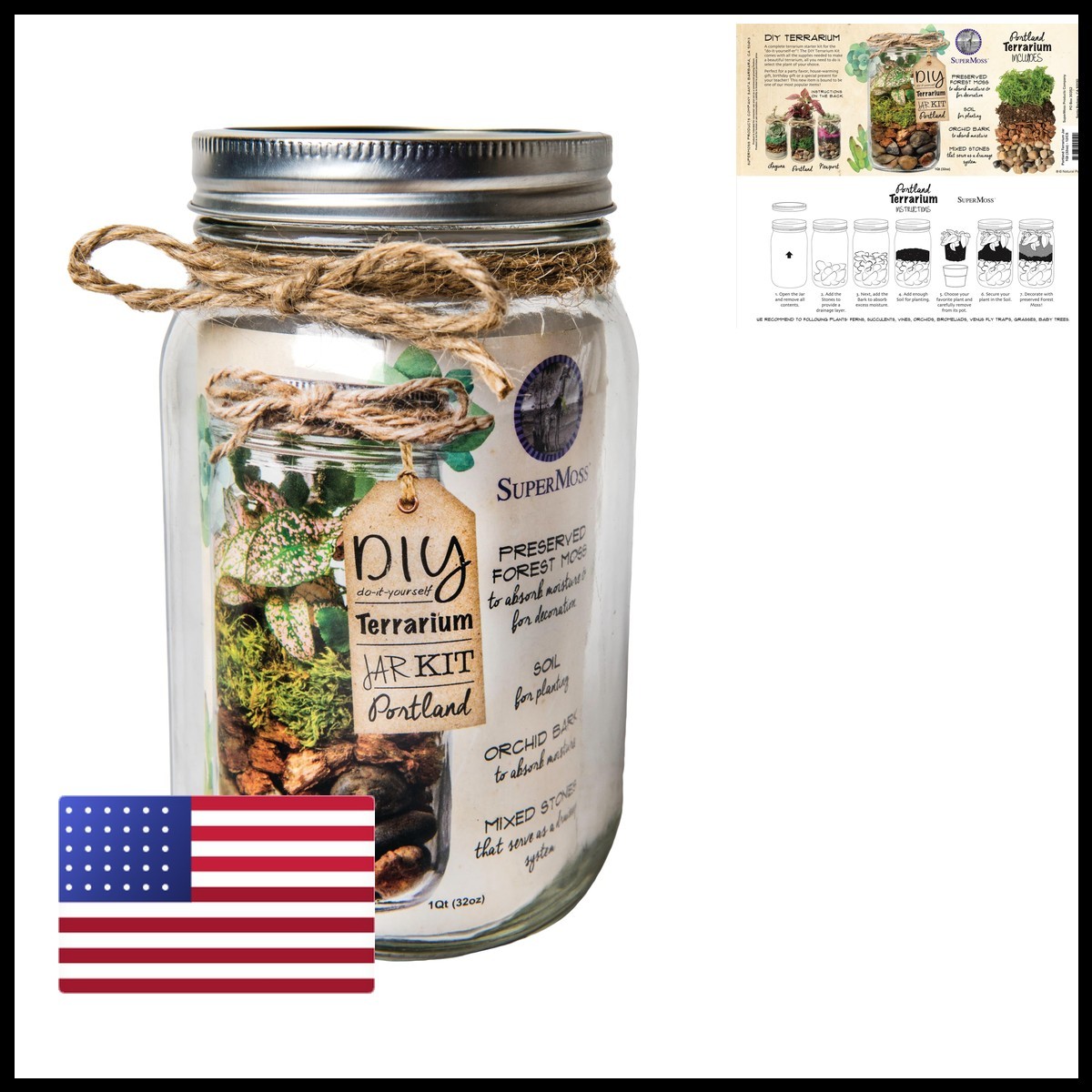 SuperMoss Portland DIY Mason Jar Terrarium Kit SuperMoss Portland DIY Mason Jar Terrarium Kit