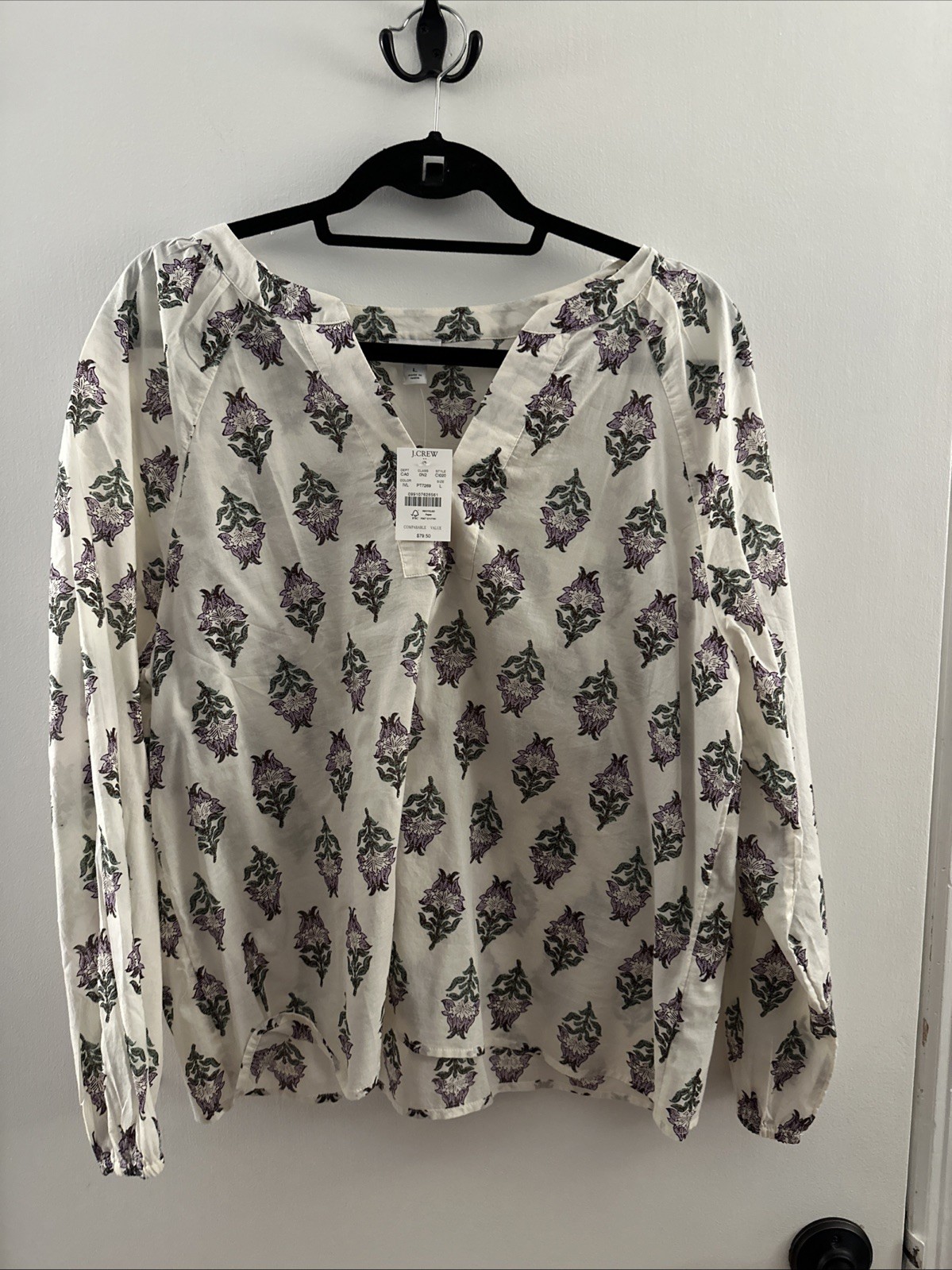 J.crew Cotton Top Purple Floral Pattern Large NWT J.crew Cotton Top Purple Floral Pattern Large NWT