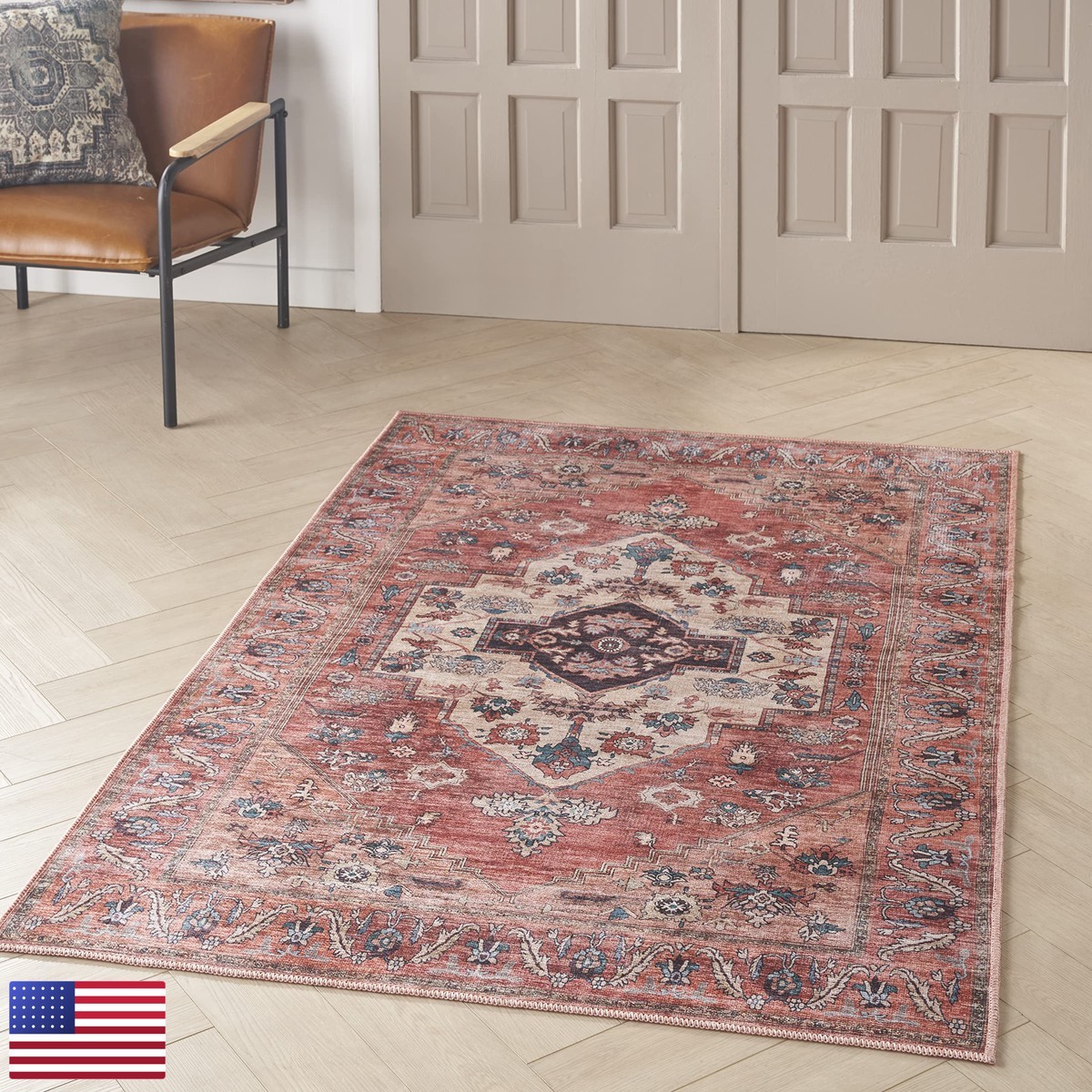 Nourison Home Brilliance WSB03 Rust Multicolor 4\' x 6\' Machine Washable Area Rug