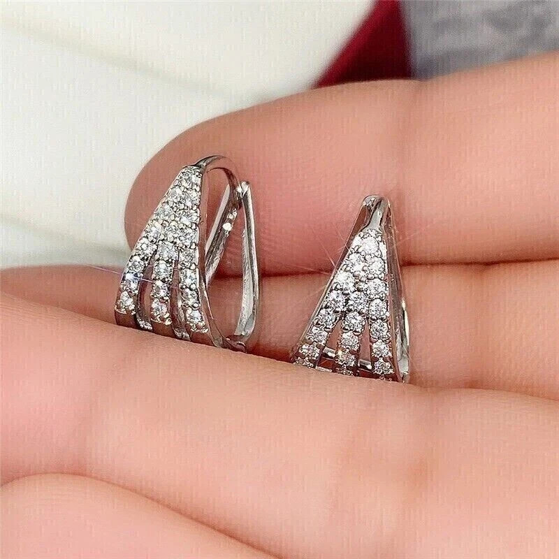 1.50 Ct Round Cut Moissanite Women\'s Huggie Hoop Earrings 14k White Gold Plated