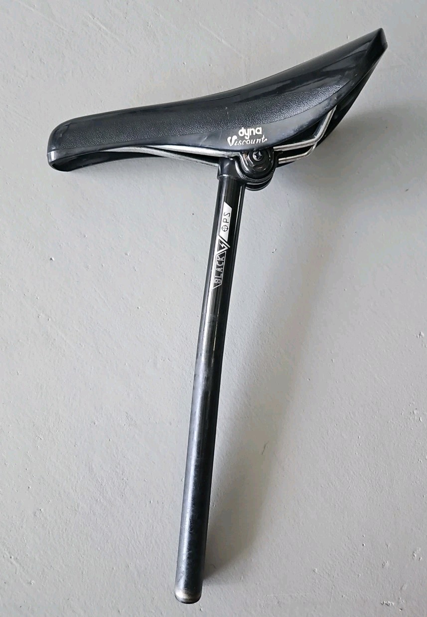 Viscount DYNA #2169 Black BMX Old School Retro Seat W Guts And Black Ops Post Viscount DYNA #2169 Black BMX Old School Retro Seat W Guts And Black Ops Post