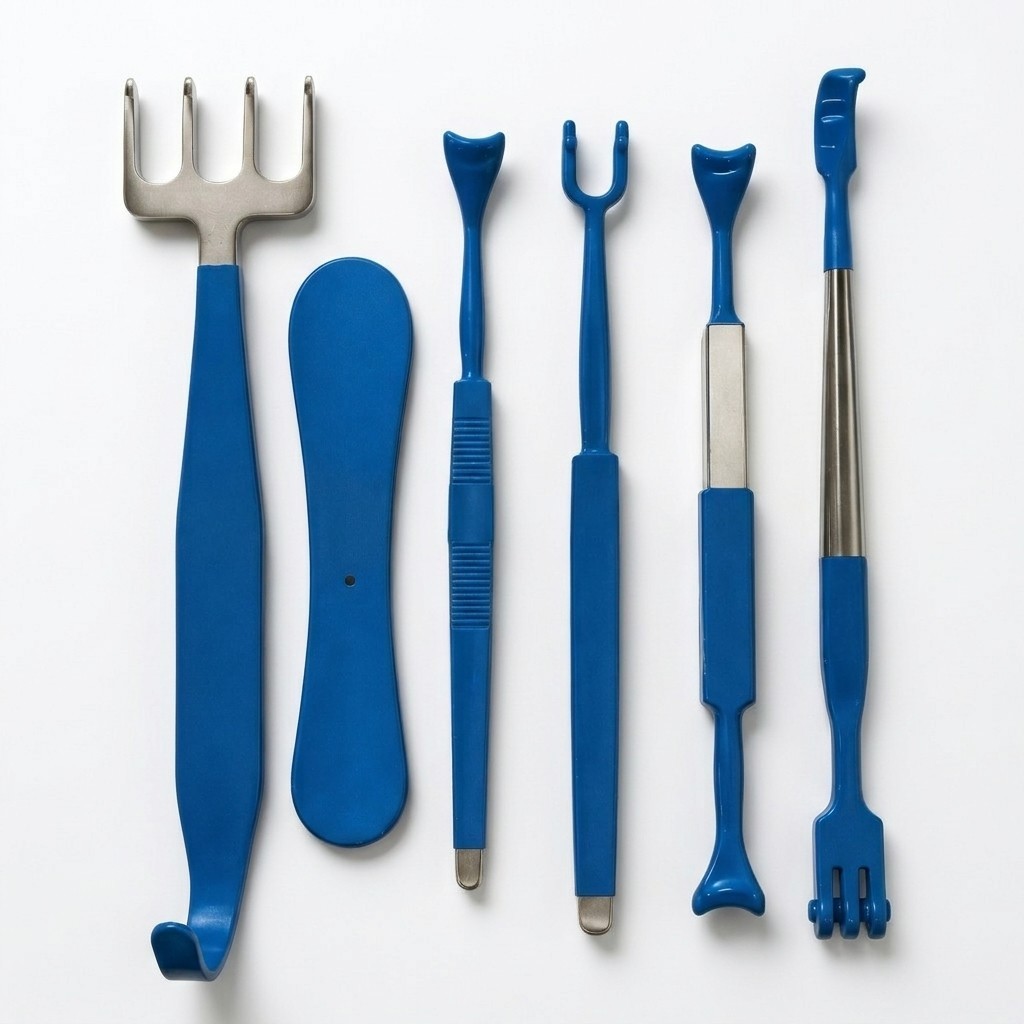 Surgical Insulated Retractor Set of 6 Pcs Blue Color Plastic Surgery Instruments