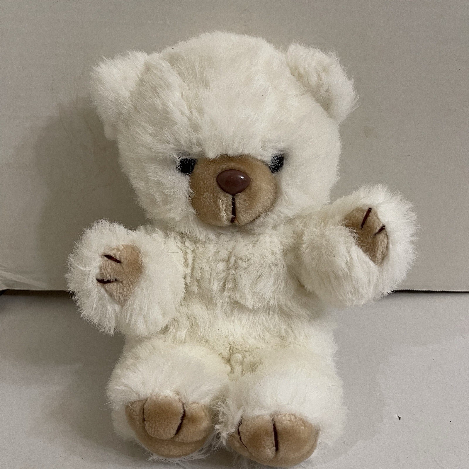 VTG 1984 Prestige Toy Corp Oatmeal Teddy Bear White Plush Korea Big Foot 1980s VTG 1984 Prestige Toy Corp Oatmeal Teddy Bear White Plush Korea Big Foot 1980s