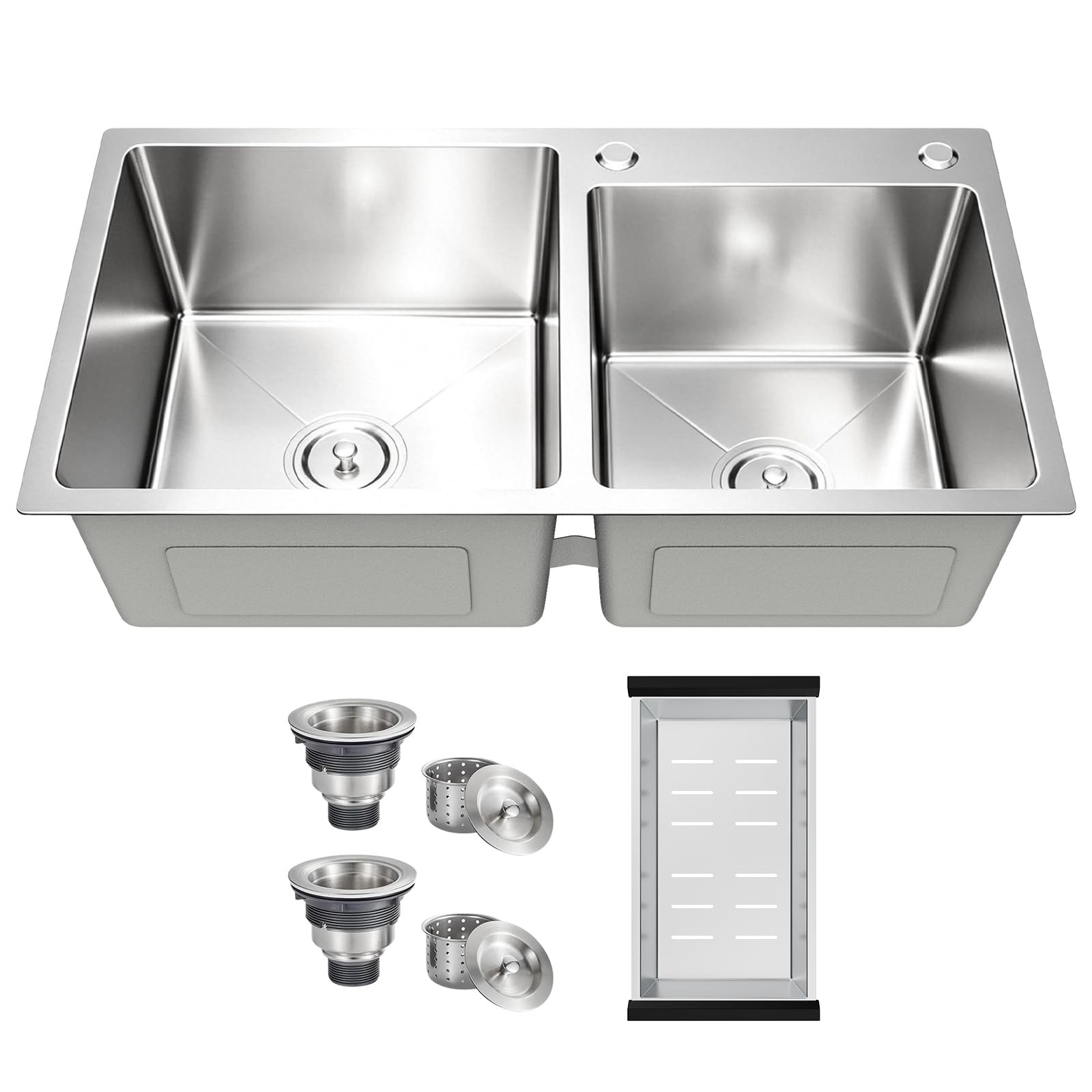 DuyviSteil Modern Kitchen Sink 30.7x16.9 Inch Stainless Steel Drop in Topmount DuyviSteil Modern Kitchen Sink 30.7x16.9 Inch Stainless Steel Drop in Topmount