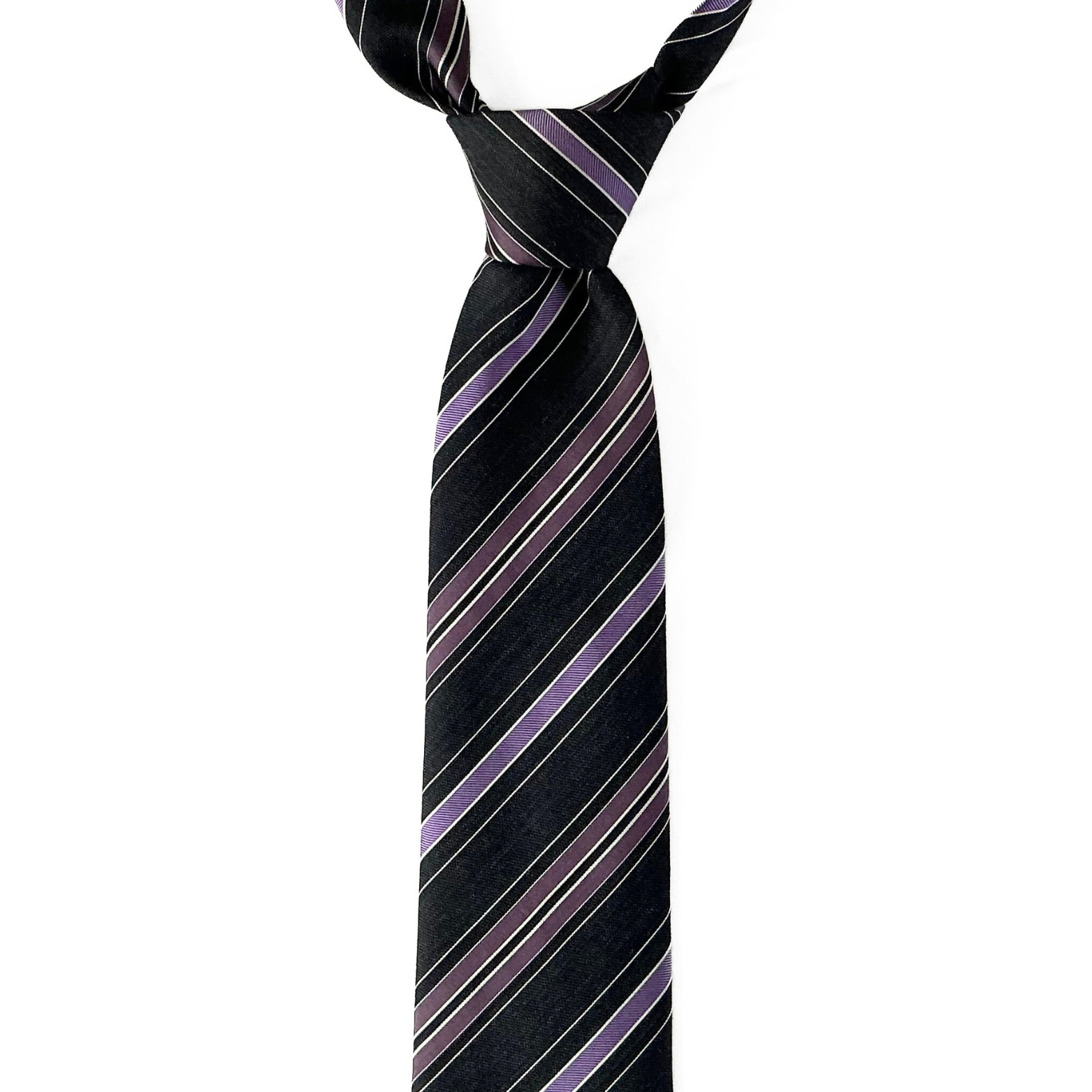 BRIONI Men\'s 100% Silk XL Necktie ITALY Luxury Geometric Black/Purple NWOT $295