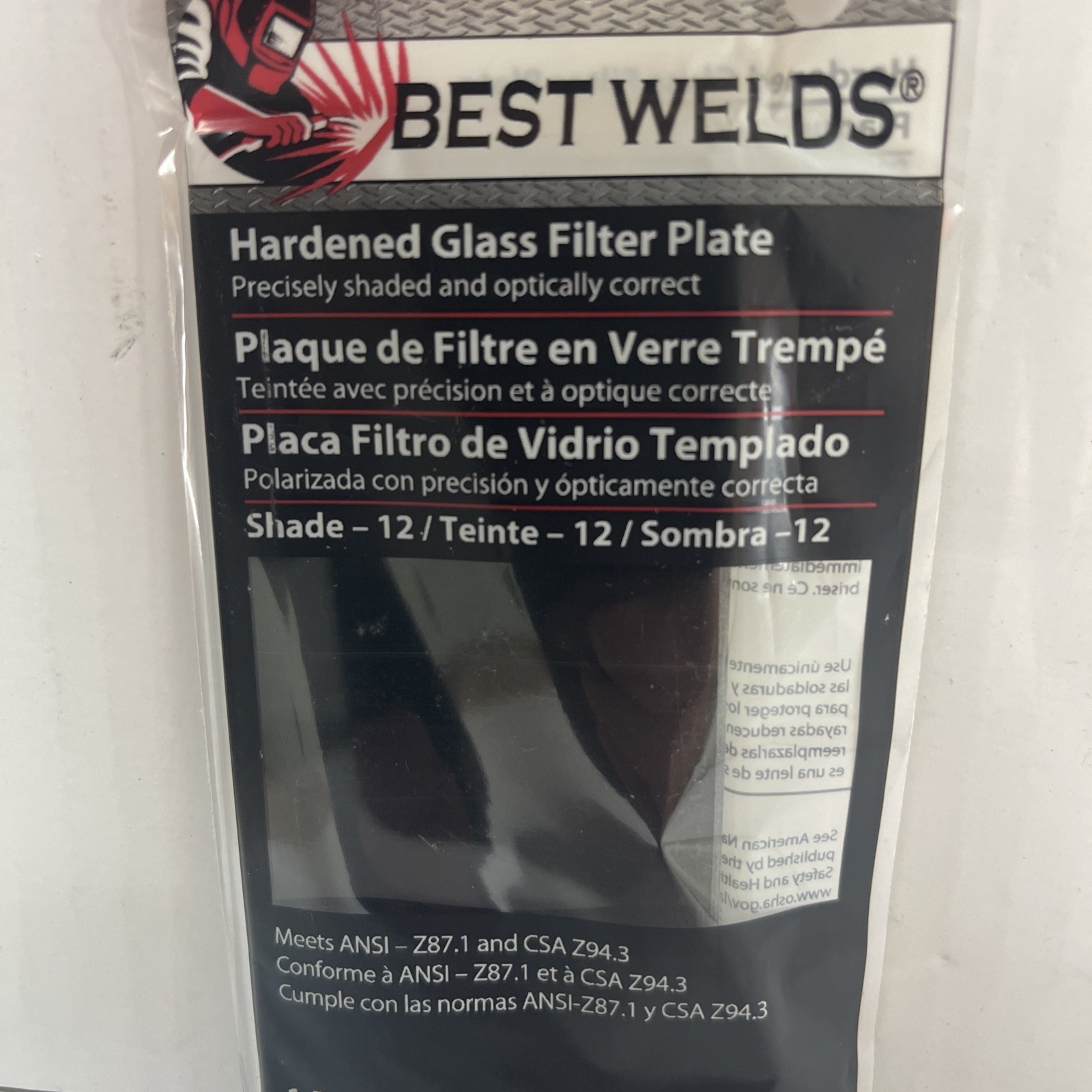 BEST WELD Hardened Glass Filter Plate 2\' X 4-41/4\ BEST WELD Hardened Glass Filter Plate 2\' X 4-41/4\