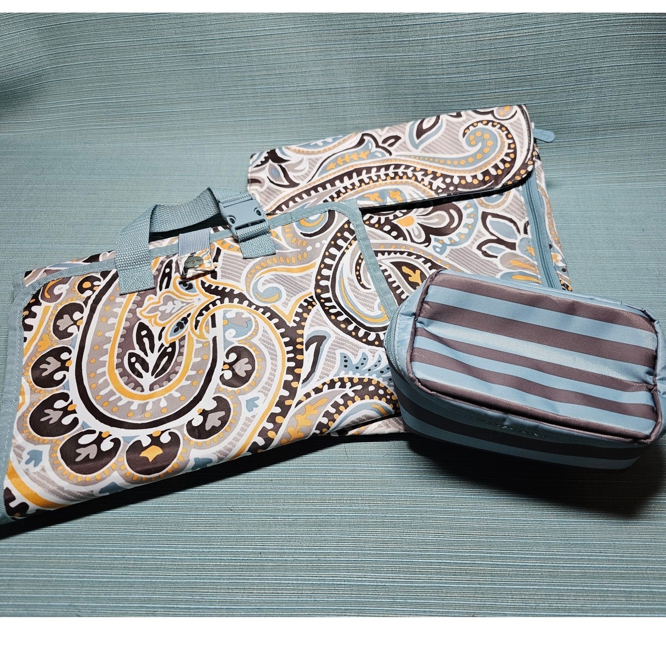 LOT of 3 Thirty-One Garden Paisley Hanging Travel Jewelry Cases Mini Makeup