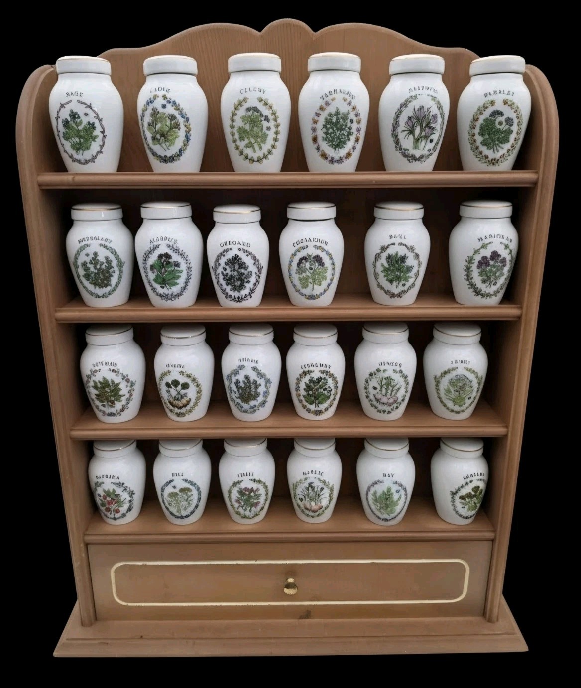 Vtg 1985 Franklin Mint Gloria Vanderbilt Spice Jar Set & Wood Rack. Read Below Vtg 1985 Franklin Mint Gloria Vanderbilt Spice Jar Set & Wood Rack. Read Below