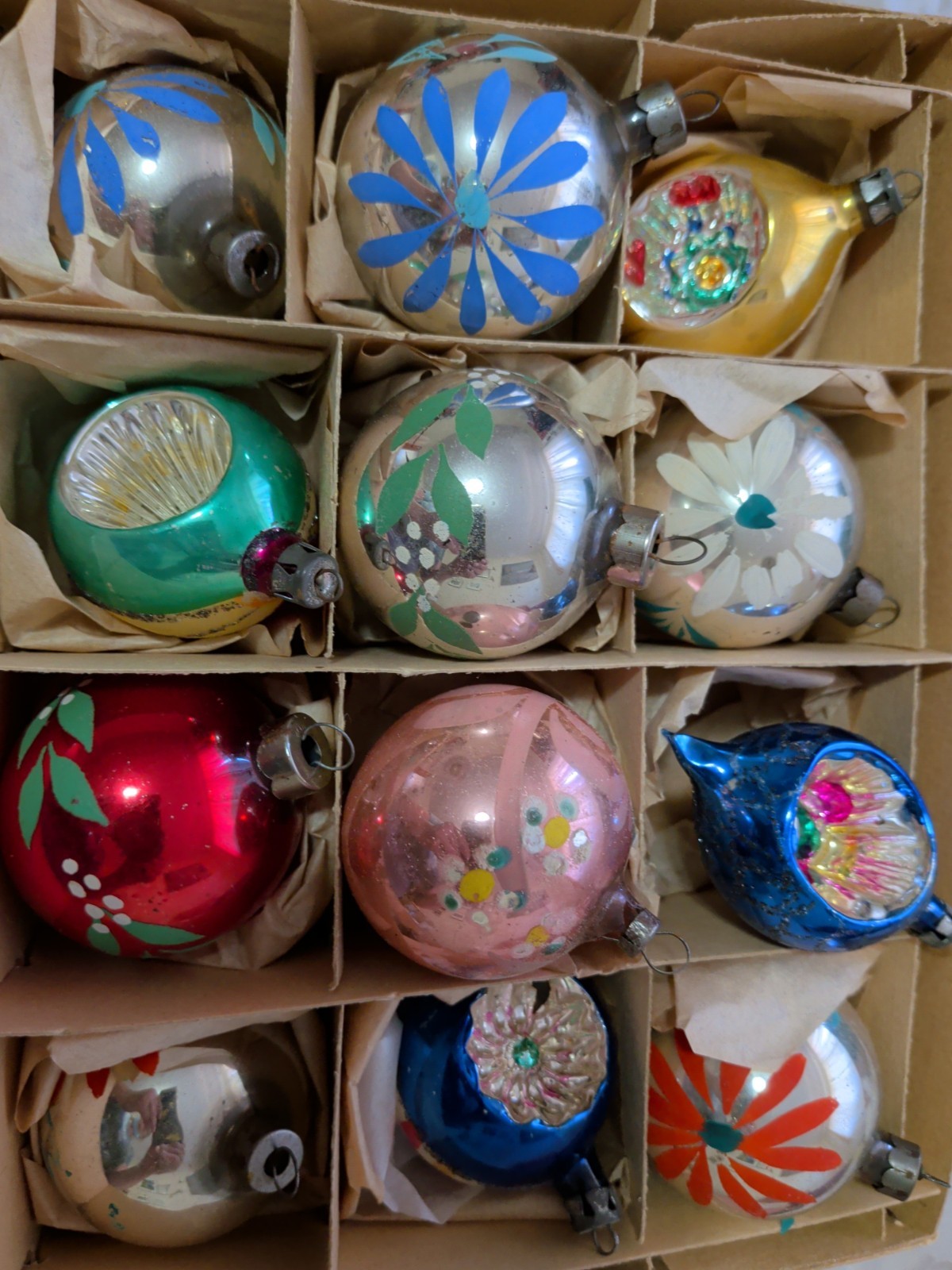 Vintage Poland Glass Christmas Ornaments IOB