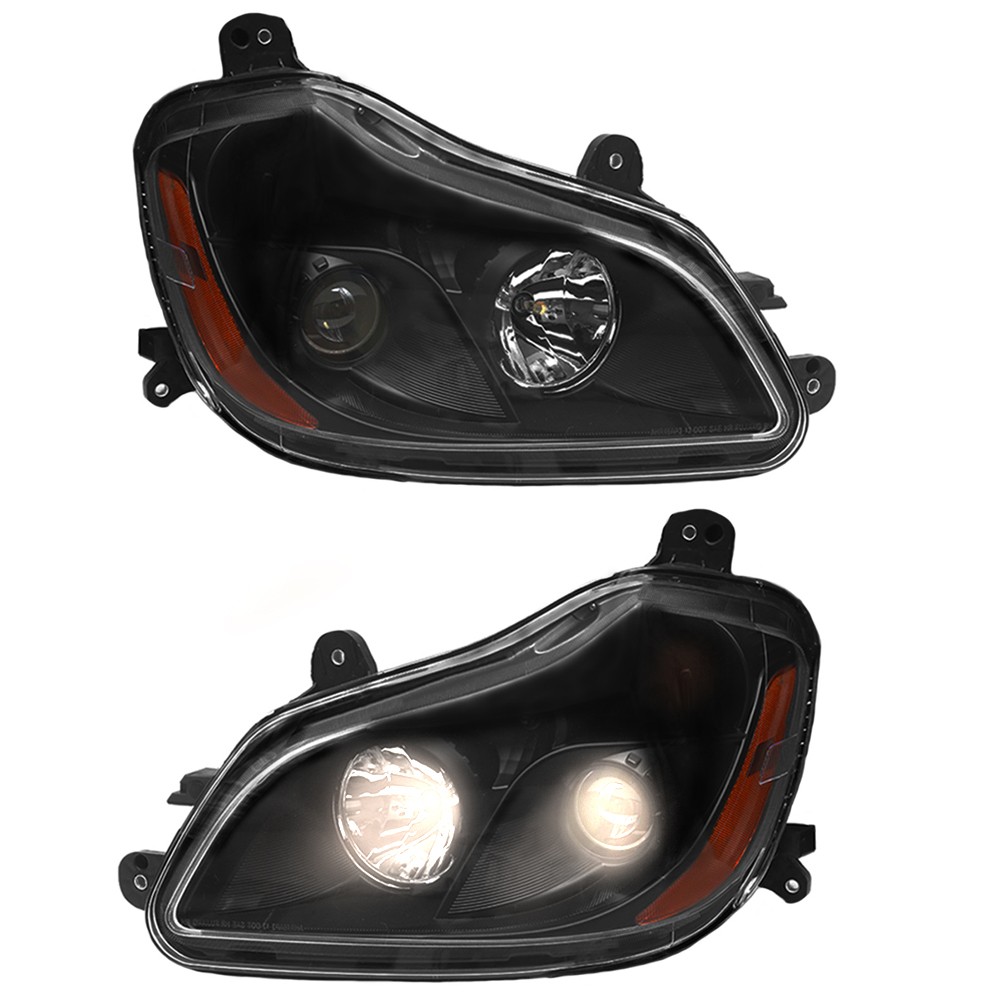 Par Faros Halógenos Negros Para Kenworth T680 2013–2021 Lado Conductor Copiloto