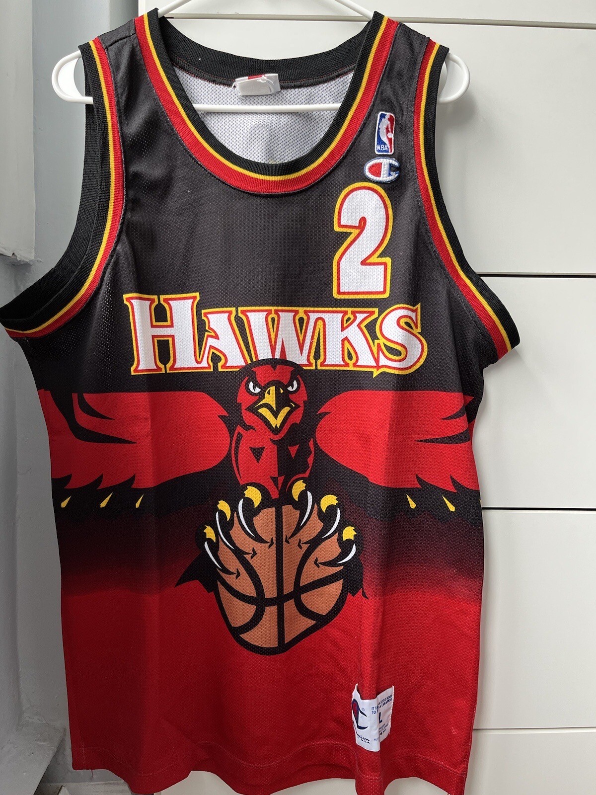 VINTAGE Champion Atlanta Hawks Stacey Augmon “The Plastic Man” Size 44/L VINTAGE Champion Atlanta Hawks Stacey Augmon “The Plastic Man” Size 44/L