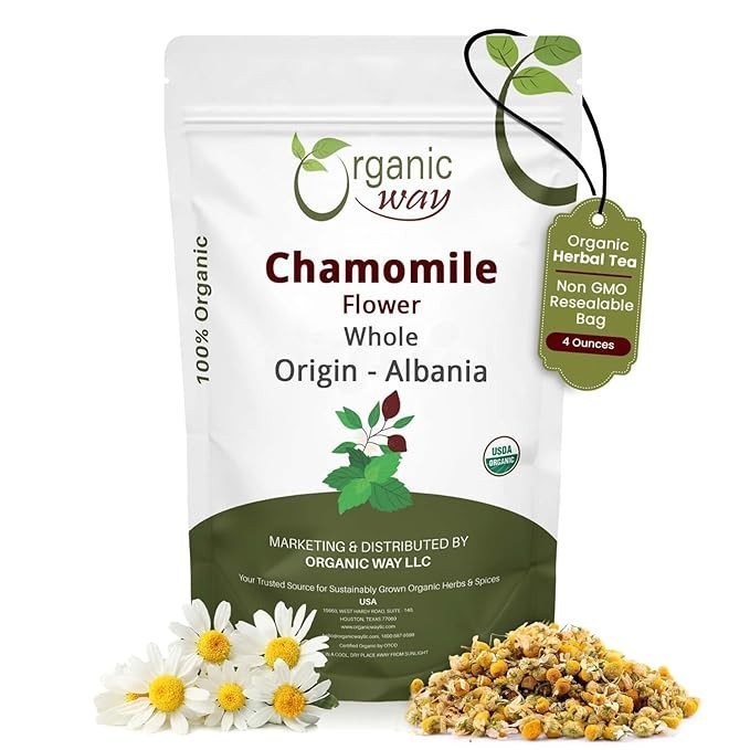 Organic Way Chamomile Flower Whole - Organic, Kosher & USDA Certified