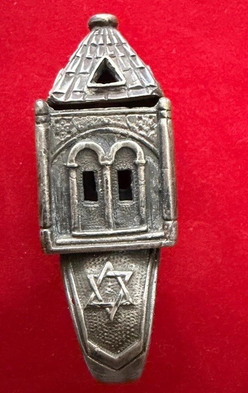 Antique Russian Silver Jewish Wedding Ring Tower 84 Zolotnik Judaica