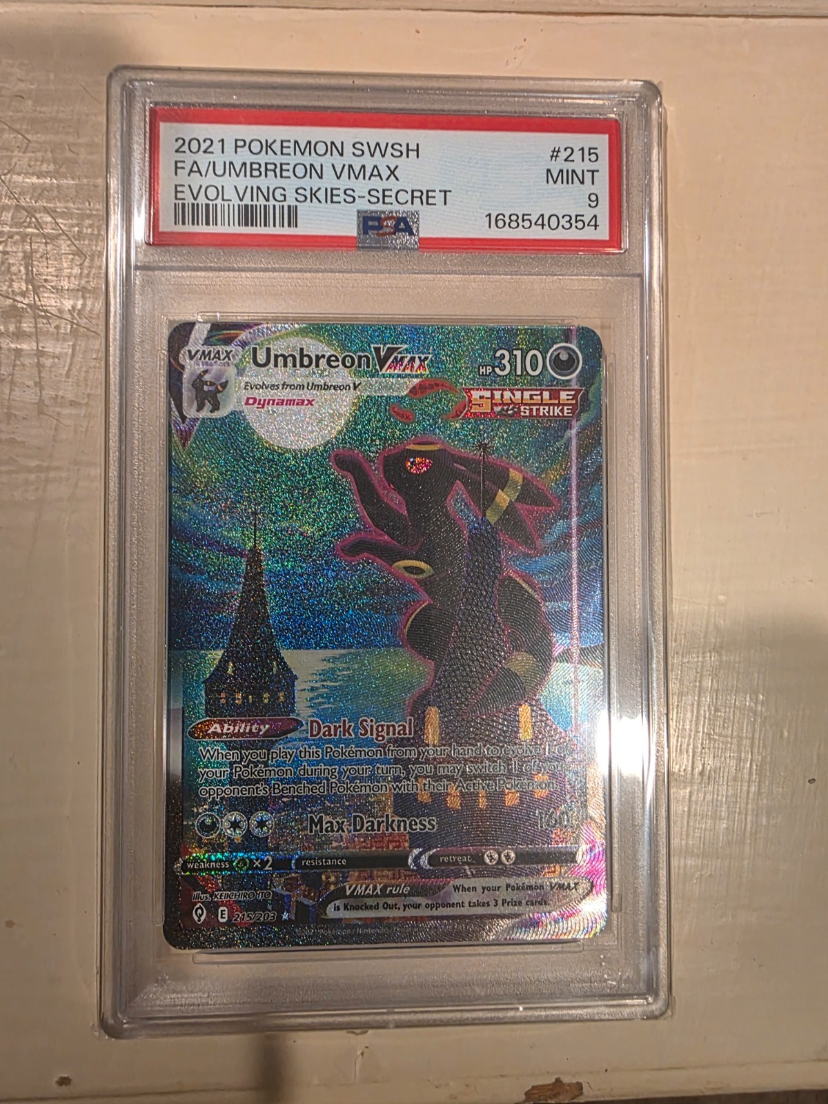 Pokemon Umbreon Vmax Evolving Skies 215/203 Secret Rare Full Alt Art PSA 9 Mint Pokemon Umbreon Vmax Evolving Skies 215/203 Secret Rare Full Alt Art PSA 9 Mint