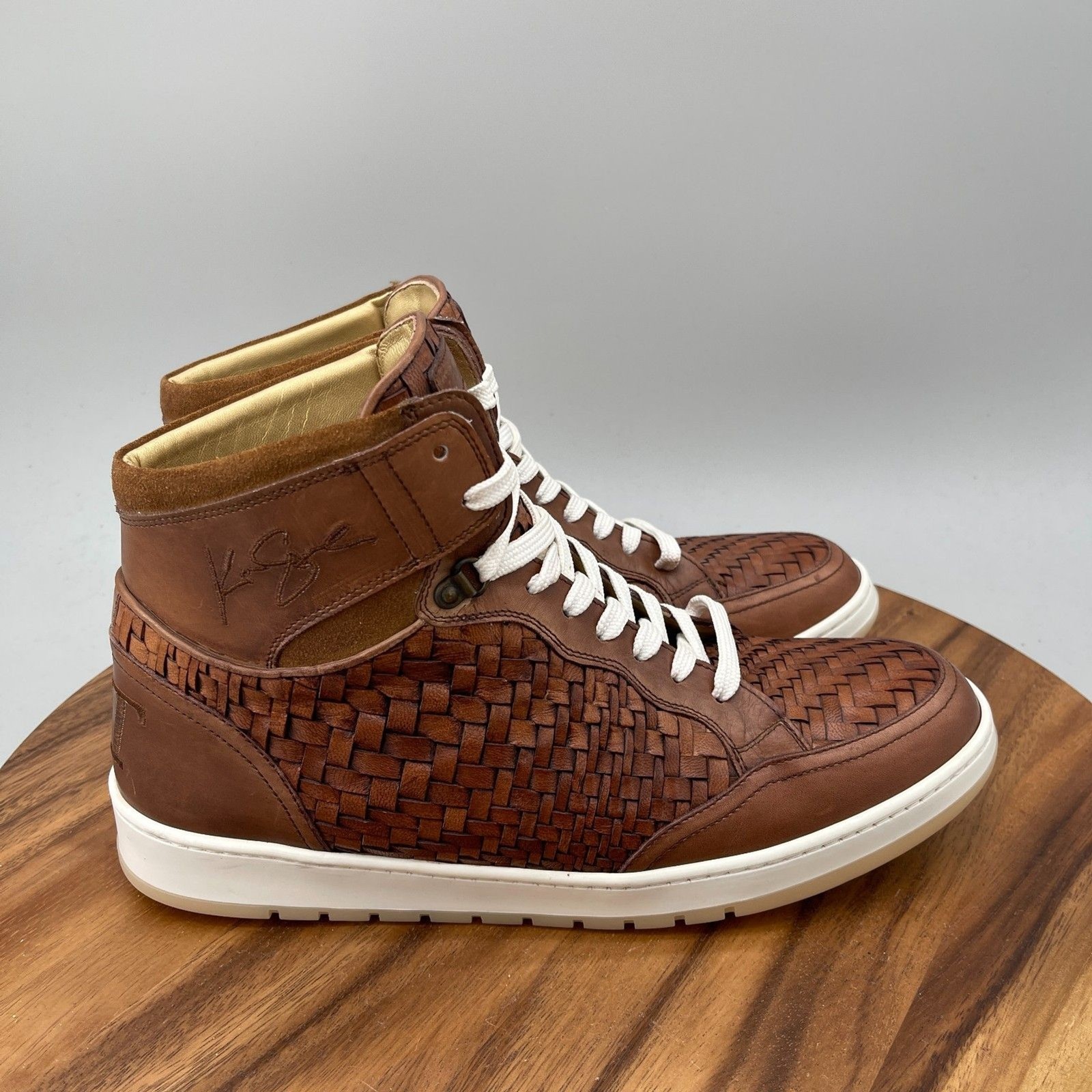 TAFT Men\'s Rapido Woven Leather High-Top Sneakers - Size 11 US / 44 EU