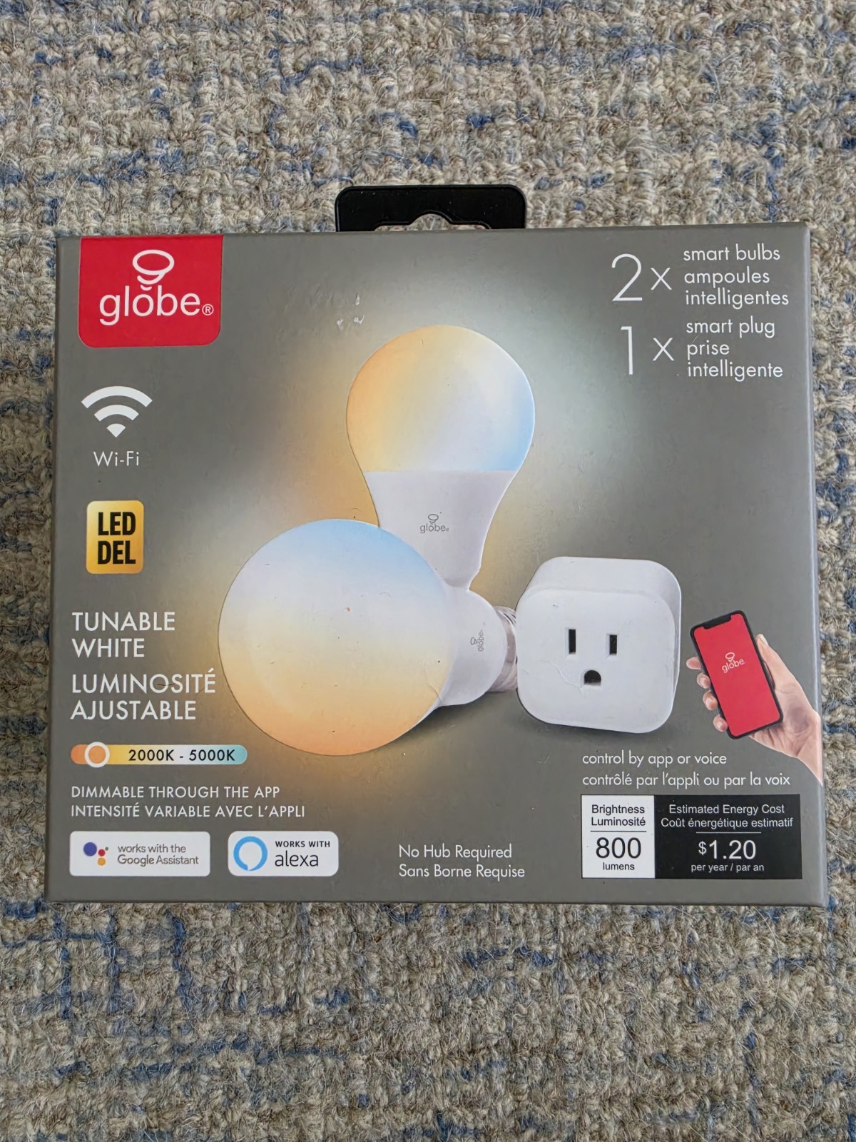 Globe Brand LED Tunable White Smart Bulbs 2 Smart Bulb 1 Smart Plug Dimmable