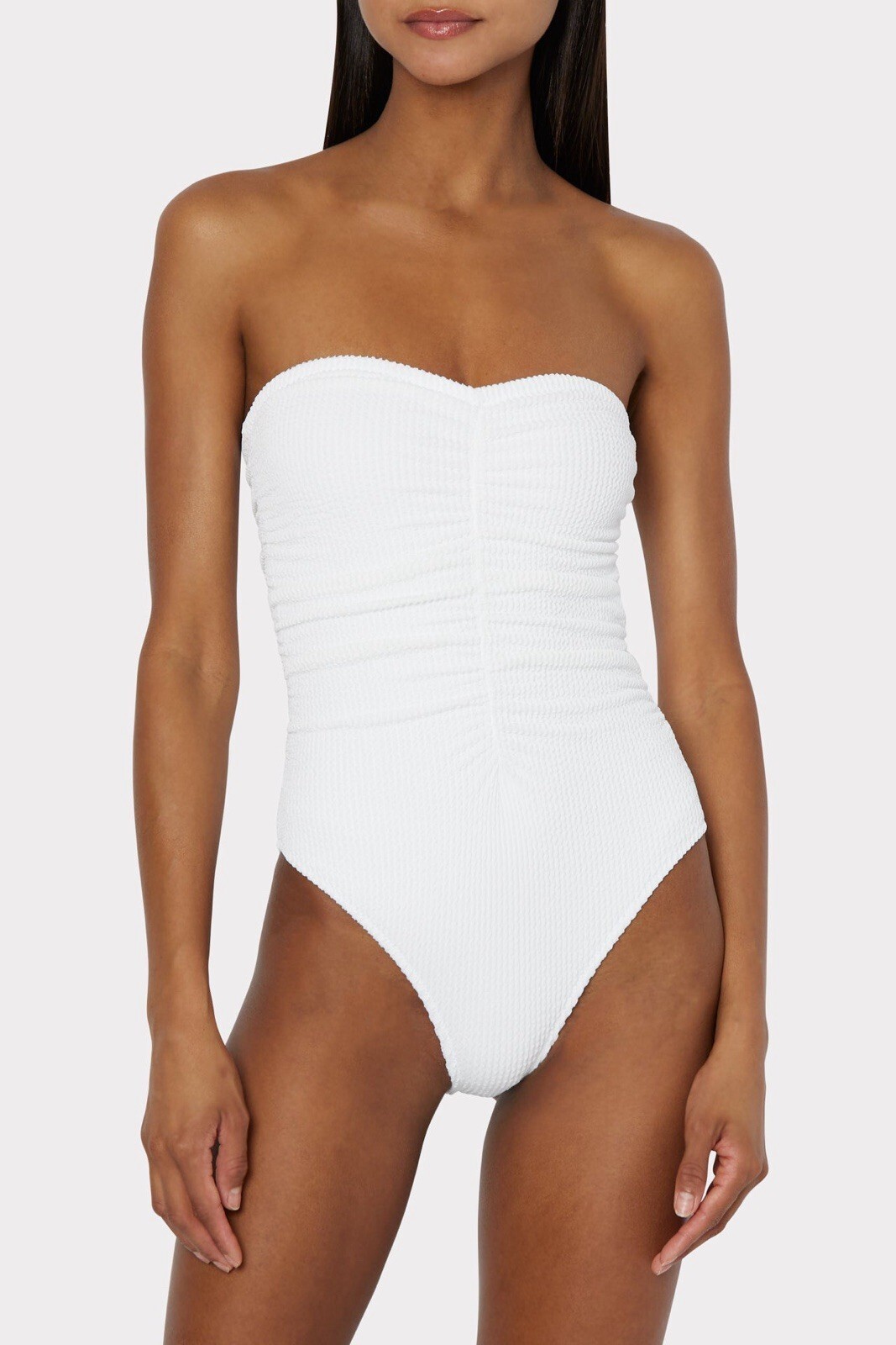 New Milly Textured Ruched One Piece Lab White Size Small