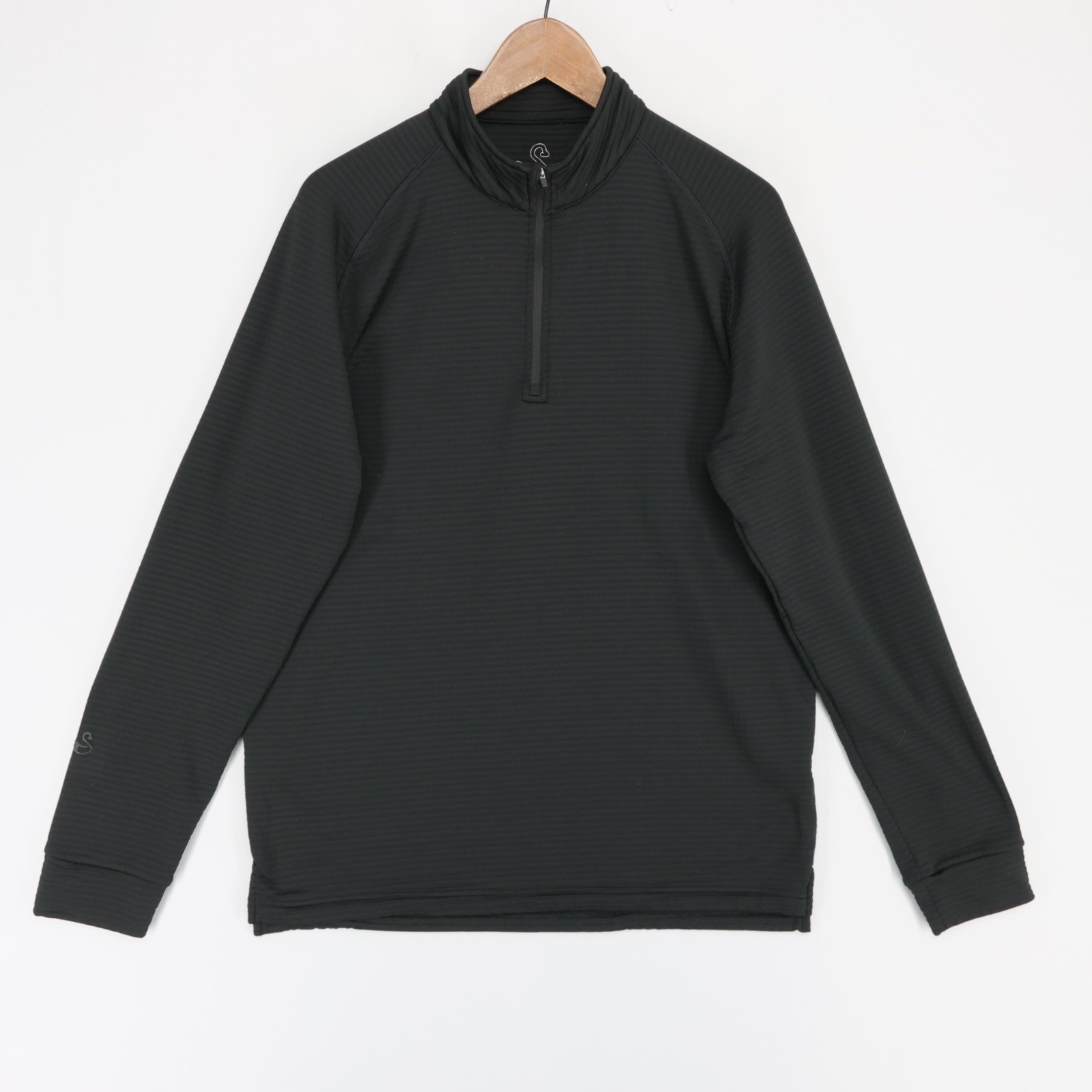 Swannies Lukas Quarter Zip Mens L Black Waffle Fleece Golf Pullover Stretch Swannies Lukas Quarter Zip Mens L Black Waffle Fleece Golf Pullover Stretch