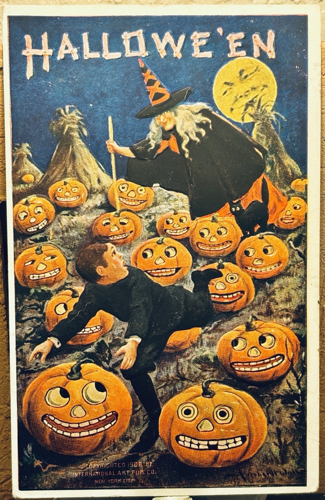 Antique Halloween Postcard Classic Internat Art Artist Bernhardt 1909 #417 Antique Halloween Postcard Classic Internat Art Artist Bernhardt 1909 #417