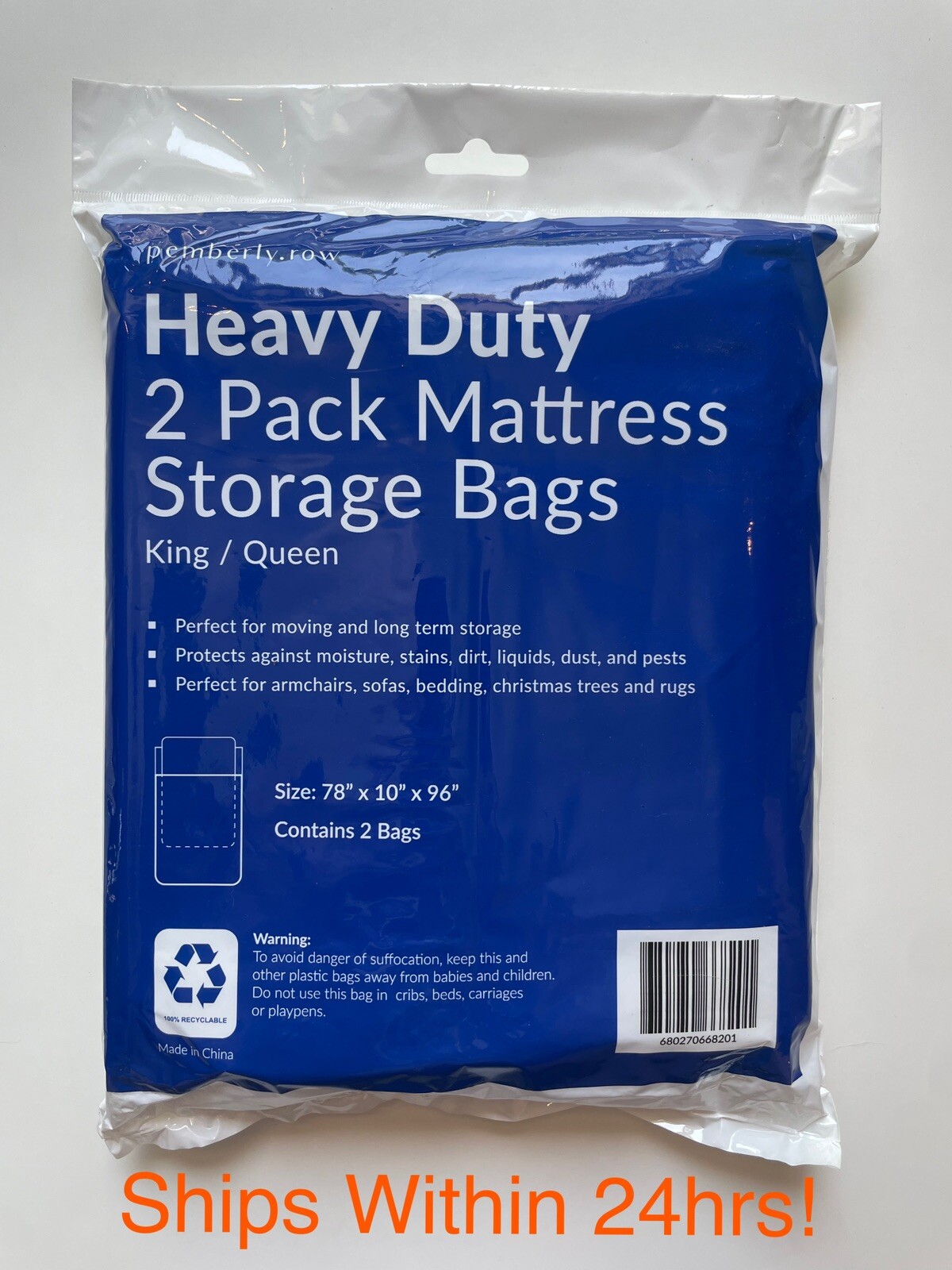 2 Pack Mattress Storage Bag KING/QUEEN Heavy Duty Protective Cover Pemberly Row