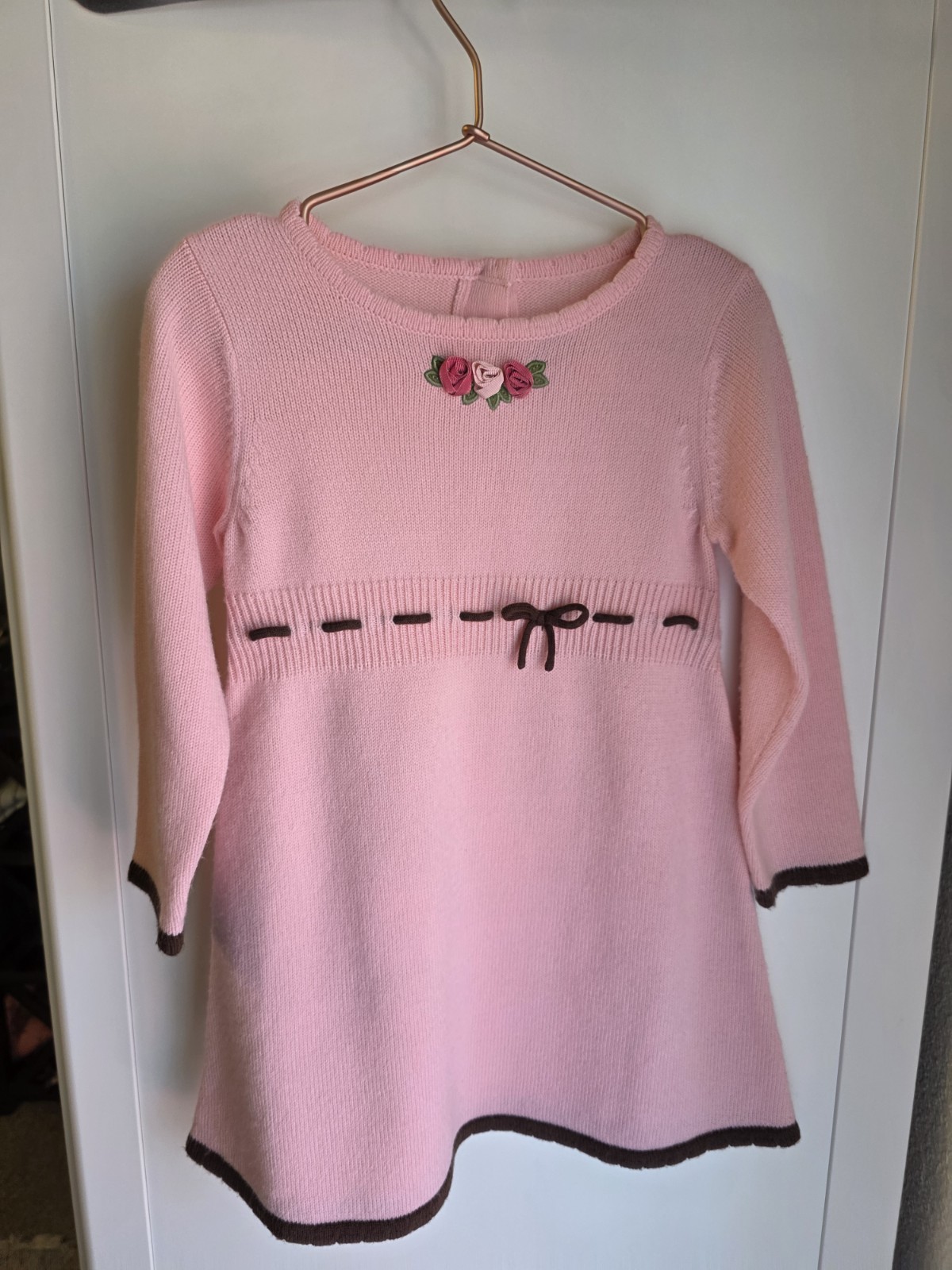 NWOT Gymboree Girls Sweater Dress 3T Pick Knit Ruffle Decoration Brown Line 