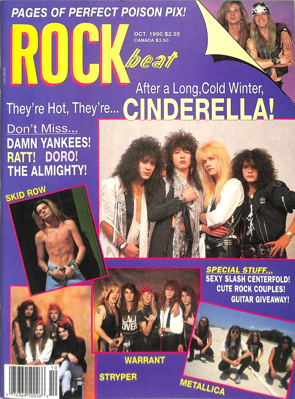 Rockbeat Magazine October 1990 Cinderella Poison Skid Row Warrant Metallica