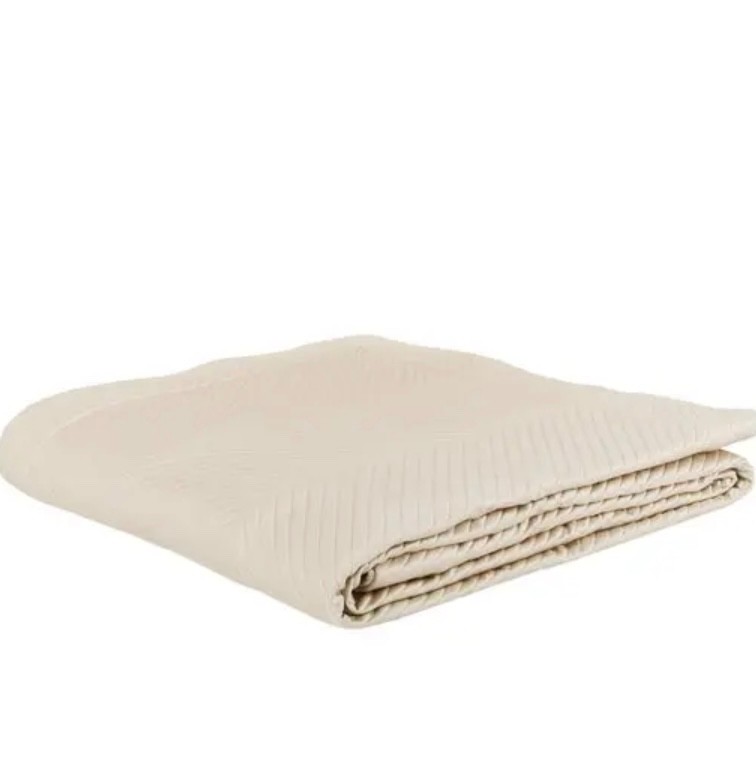 Frette Lux Herringbone Coverlete with matching Decorative pillow cover.