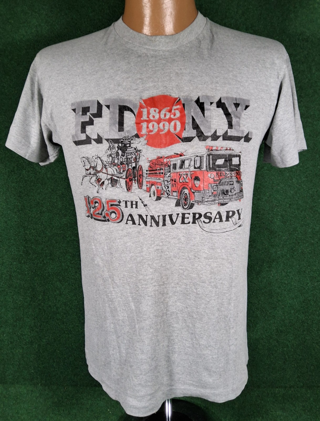 RARE VTG 1990 125th Anniversary N.Y F.D. T Shirt Lrg USA Hanes Single Stitch