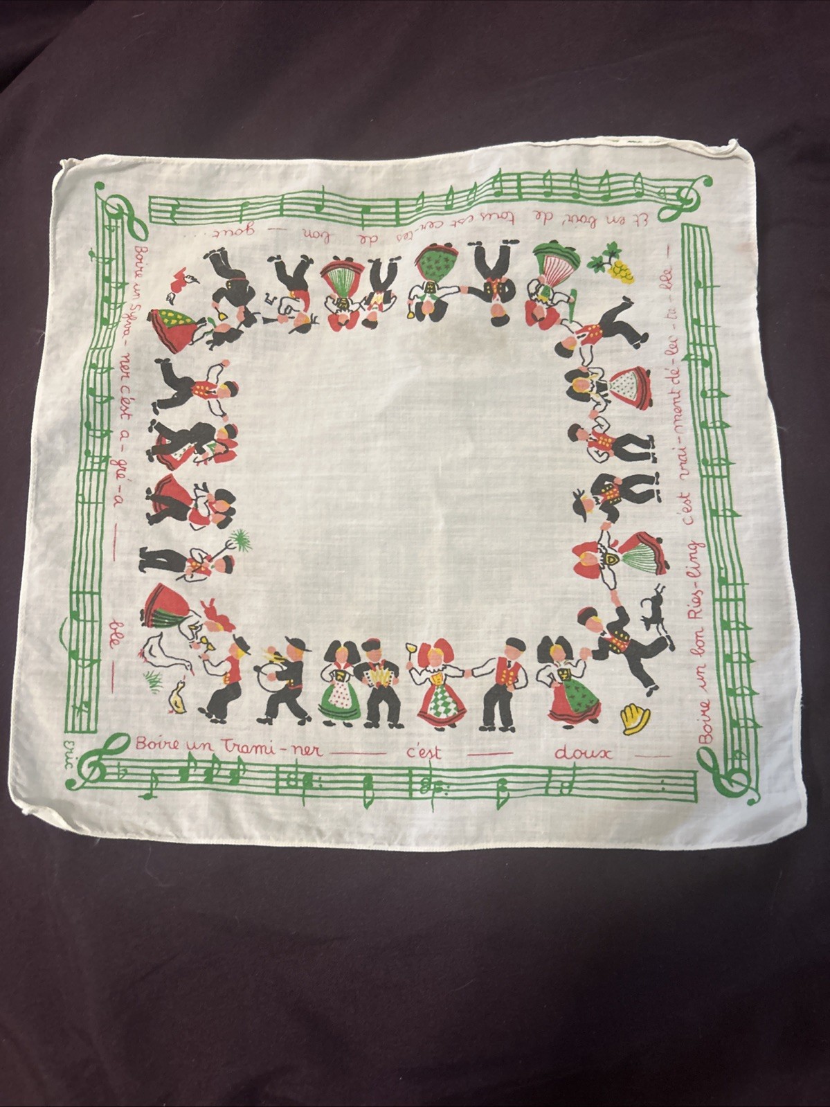Vintage French Alsace handkerchief, Vintage French Alsace handkerchief,