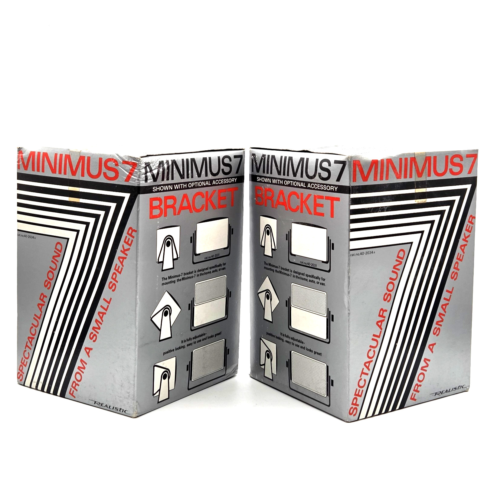 VTG Realistic 40-2034A Minimus 7 Speakers Silver 40w 8 Ohm W/Wall Mounts NEW