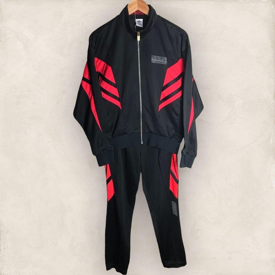 Adidas Descente Nylon Tracksuit Set(Top＆Bottom) Black Neon Pink VTG 90s Japan L