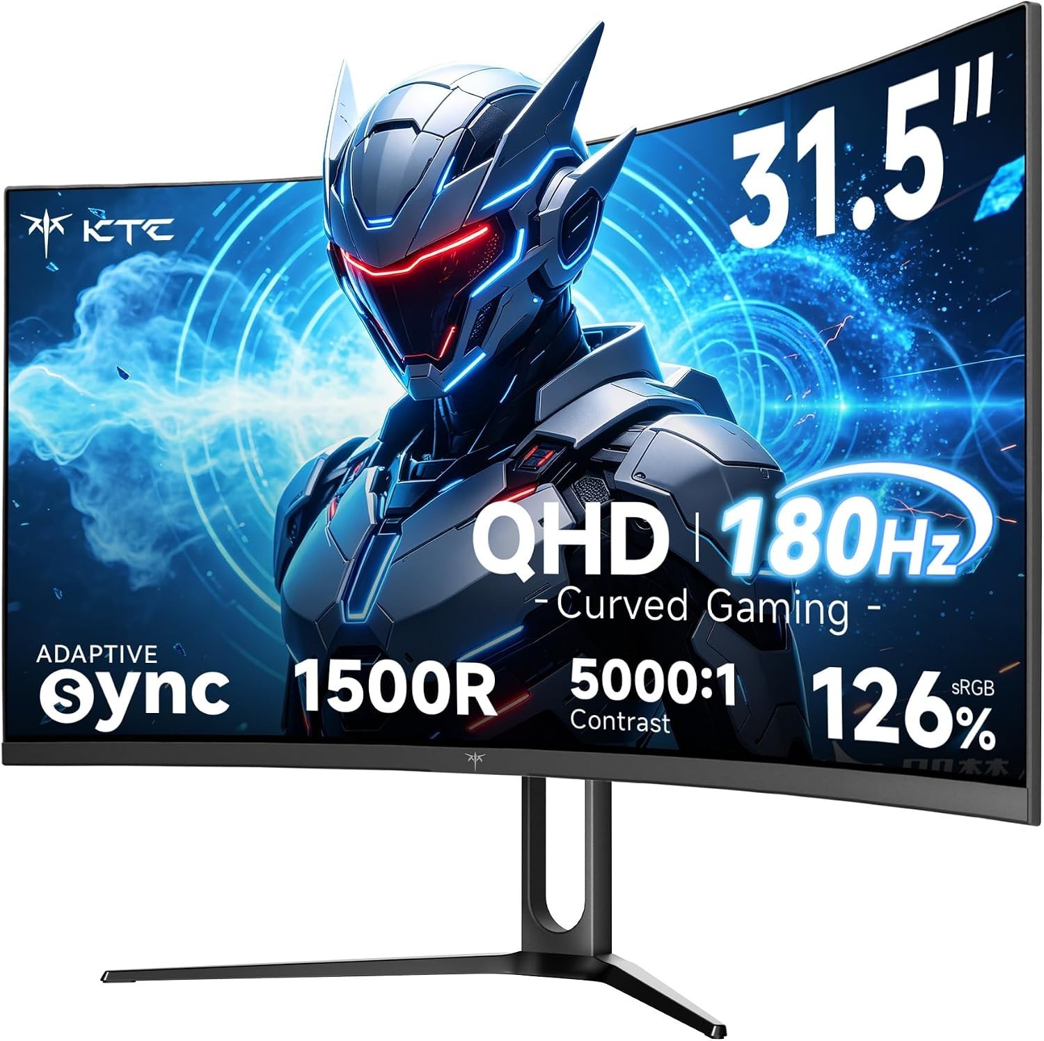 KTC 32 Inch Curved Gaming Monitor QHD 180Hz 1440P OC 185Hz H32S5
