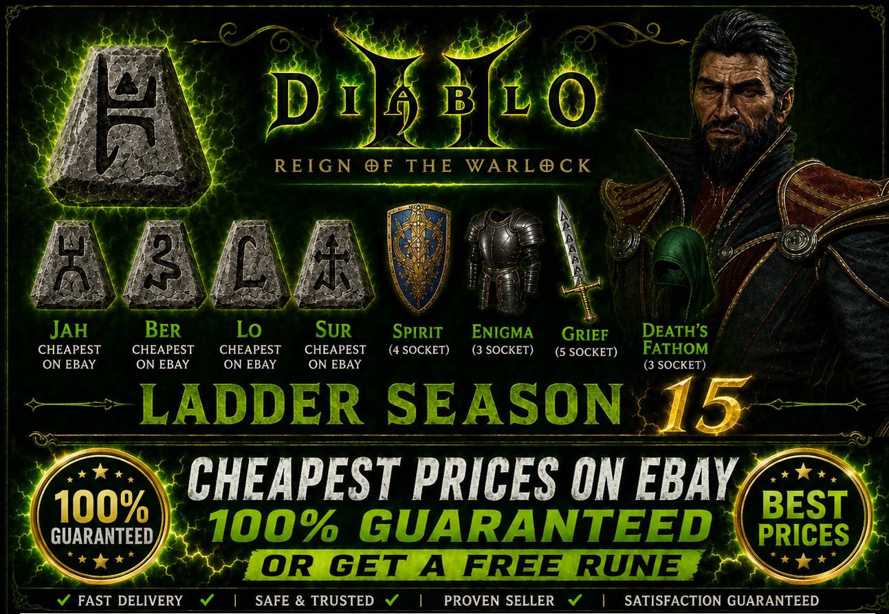 DIABLO 2 ITEMS RUNES UNIQUES REIGN OF THE WARLOCK D2R LADDER S15 & NON LADDER PC