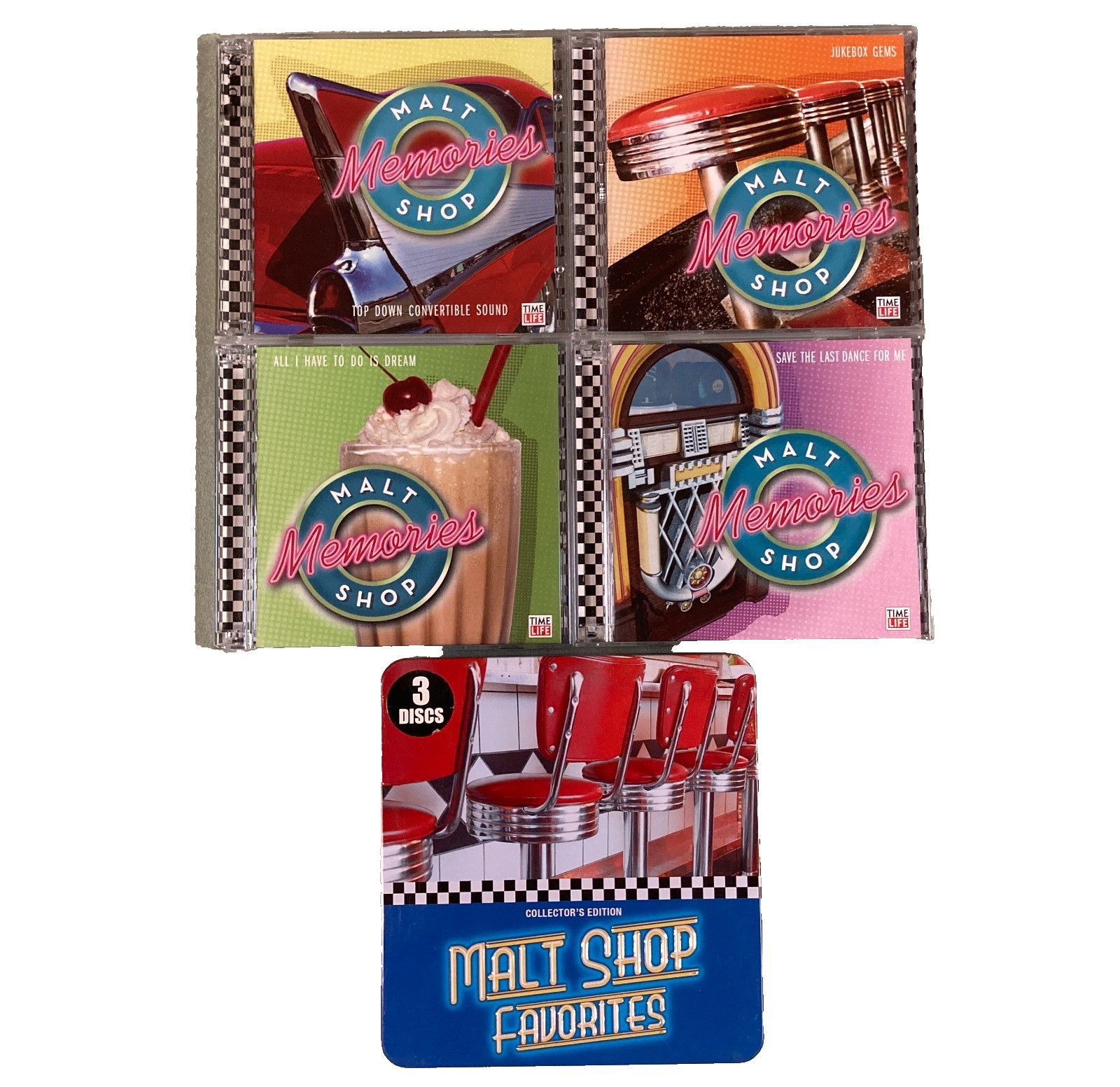 Lot of 5 Time-Life Malt Shop Memories/Favorites CD\'s (11 discs): 1950\'s & 1960\'s Lot of 5 Time-Life Malt Shop Memories/Favorites CD\'s (11 discs): 1950\'s & 1960\'s