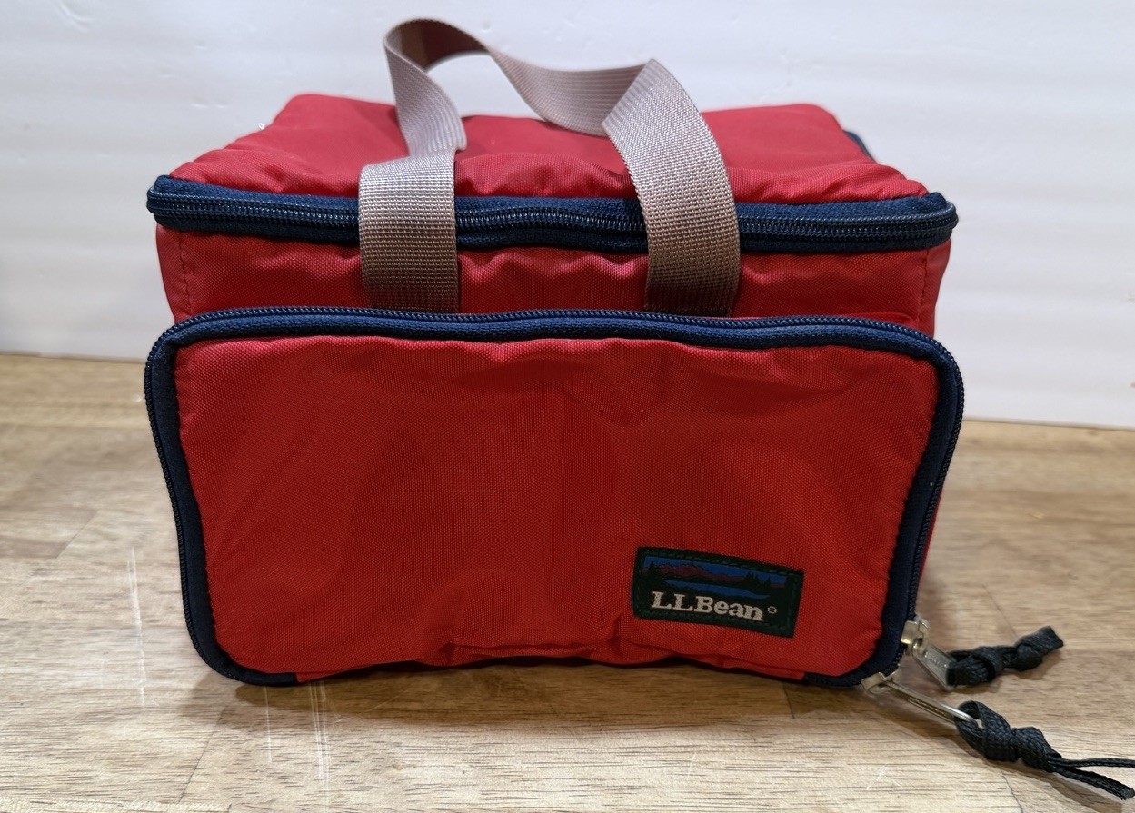 Vintage L.L Bean Flip Top Lunch Box Red Multiple Compartments Handles