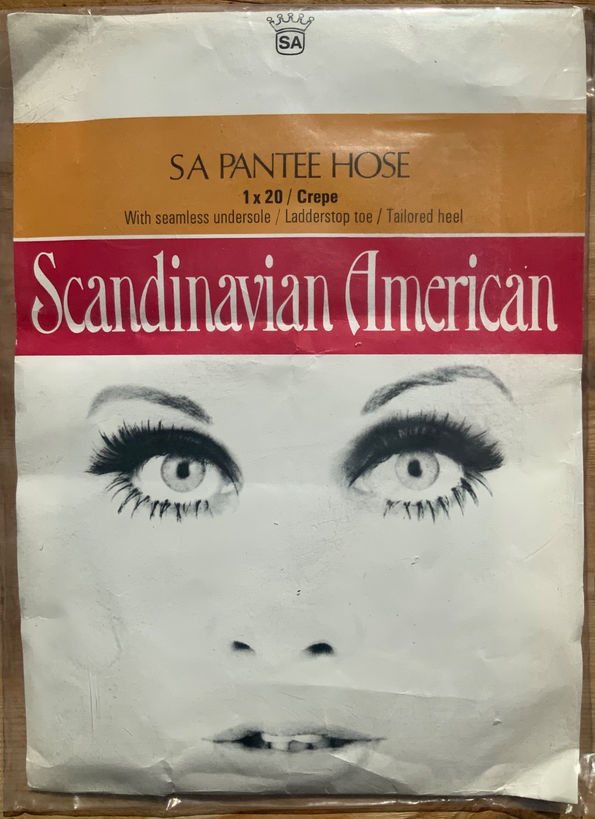 Vintage 60s Scandinavian American Pantee Hose - Crepe - Melon  Deadstock NOS