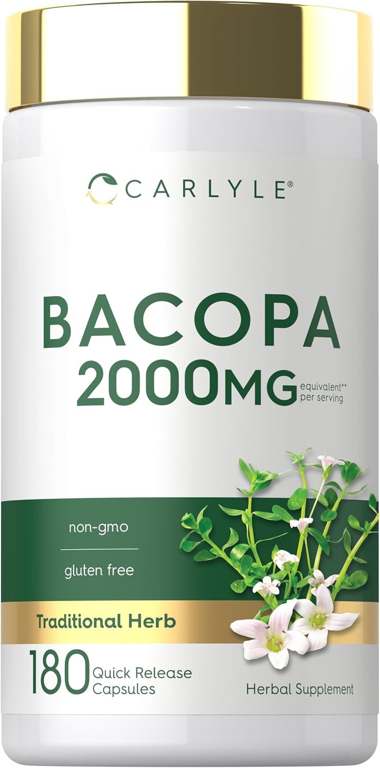 Bacopa Monnieri Capsules 2000mg | 180 Capsules | Gluten Free | by Carlyle