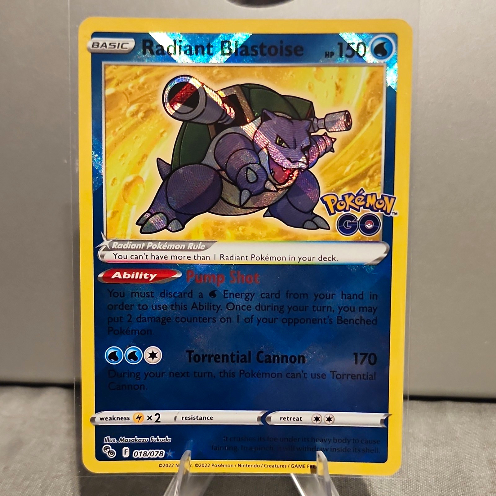 2022 Pokemon TCG Radiant Blastoise - Pokemon GO 018/078 Radiant Rare Holo NM