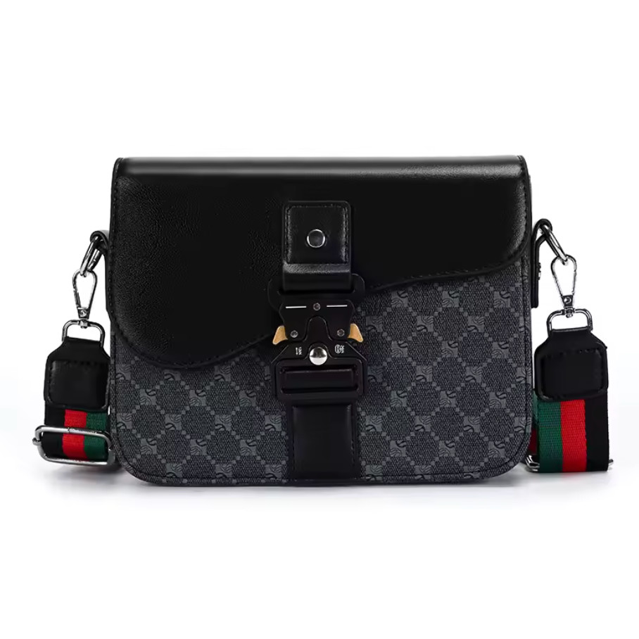 Bolso Bandolera para Hombre Cuero Hebilla Metálica Cartera Mensajero Elegante