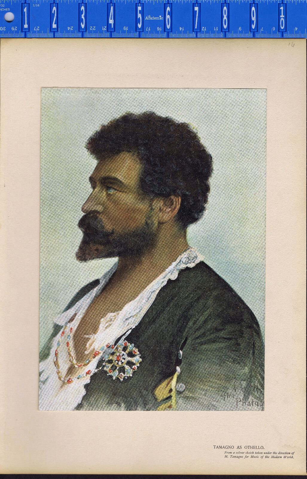 Francesco Tamagno, Italian Operatic Tenor as Othello  - 1895 Opera Music Print