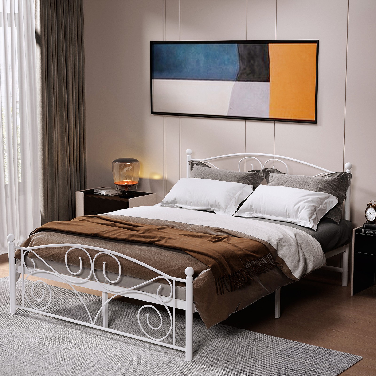 Full Modern Metal Platform Bed Frame White Steel Slats 35 Full Modern Metal Platform Bed Frame White Steel Slats 35